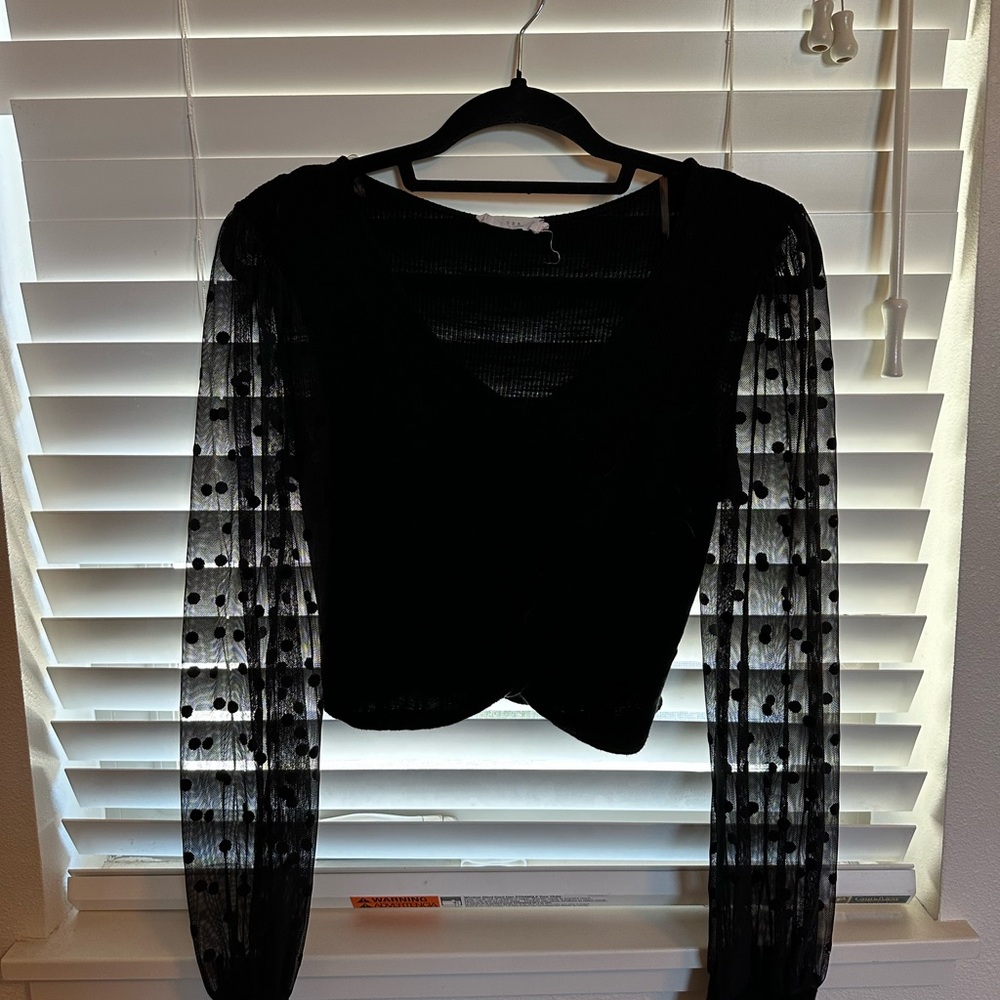 Elegant Black Sheer Sleeve Top